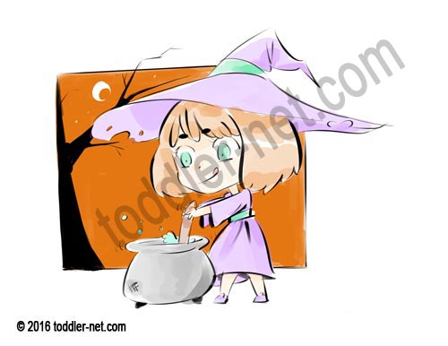 How to color Little Witch coloring page
