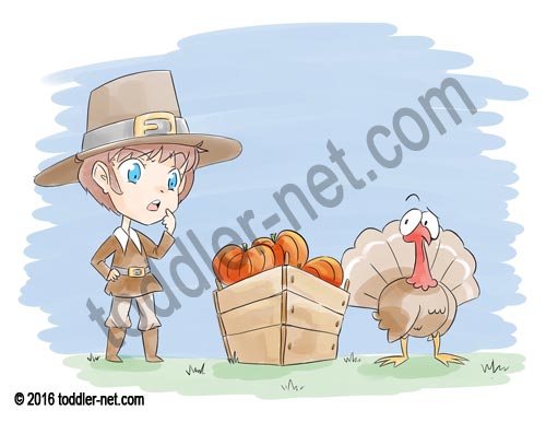 How to color Little boy Thanksgiving coloring page