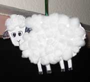 Cotton Ball Sheep Ornament