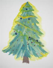 Painting Decorated Christmas Tree