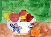 still life painting by a child