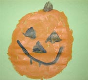 Child's painting of a pumpkin