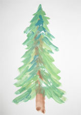 child's painting of a Christmas tree