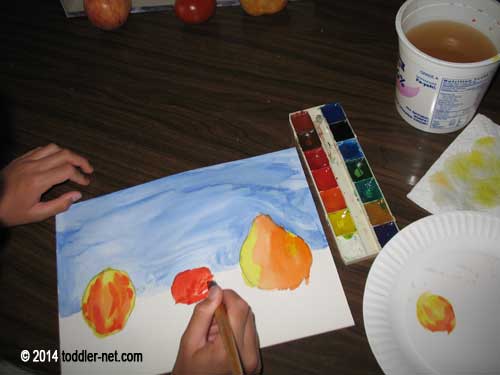 painting fruits and veggies