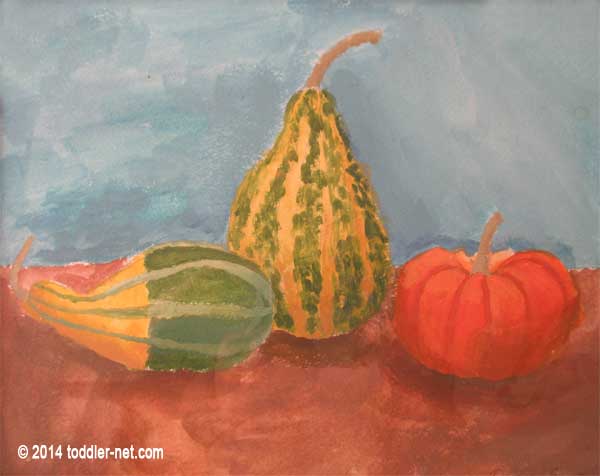 a painting of pumpkins
