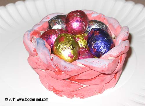 Play dough Easter basket with chocolate eggs