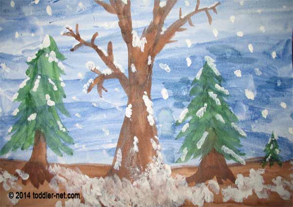 finished winter forest painting