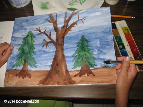 painting trees in the forest