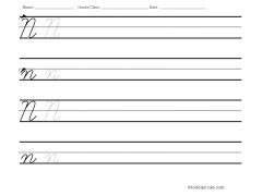 Worksheet for writing cursive letter N