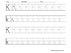 Letter K tracing worksheet