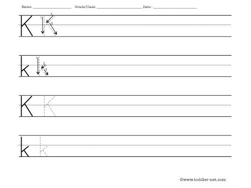 letter K writing worksheet - big image 