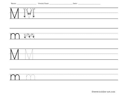 letter M writing worksheet - big image 