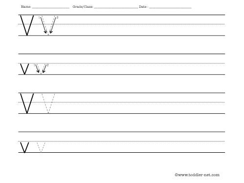 letter V writing worksheet - big image 