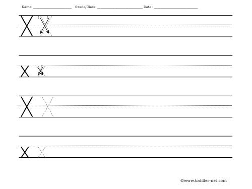 letter X writing worksheet - big image 