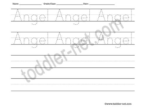 image of Angel Tracing and Writing Worksheet