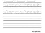 Name tracing and writing worksheet - Aadvik