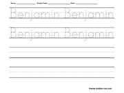Name tracing and writing worksheet - Benjamin
