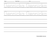 Gennicka Tracing and Writing Worksheet
