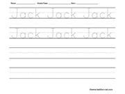 Name tracing and writing worksheet - Jack
