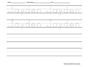 Name tracing and writing worksheet - Jayden