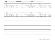 Name tracing and writing worksheet - Jizelle