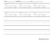 Name tracing and writing worksheet - Kate
