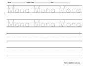 Mona Tracing and Writing Worksheet