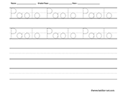 Name tracing and writing worksheet - Paolo