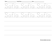 Sofia Tracing and Writing Worksheet