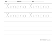 Ximena Tracing and Writing Worksheet