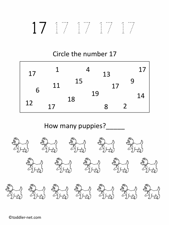 Preschool Worksheet For Number 17