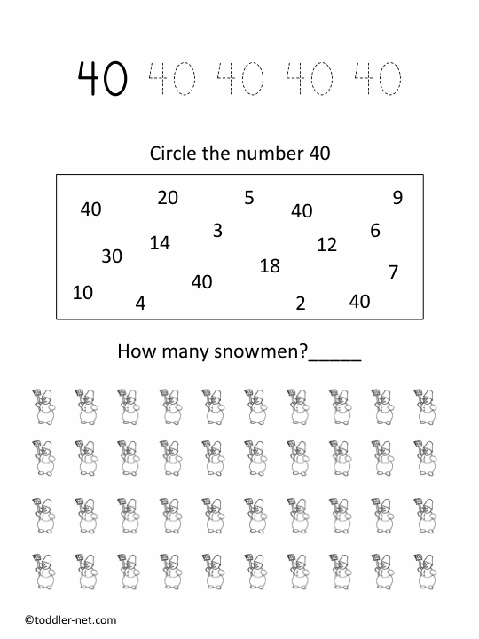 Numbers To 40 Worksheet