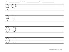 Worksheet for writing numbers 9 and 0