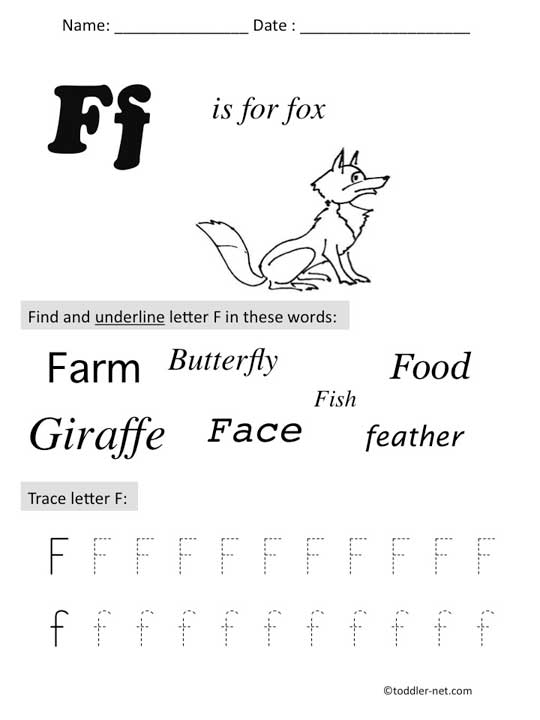 preschool letter f