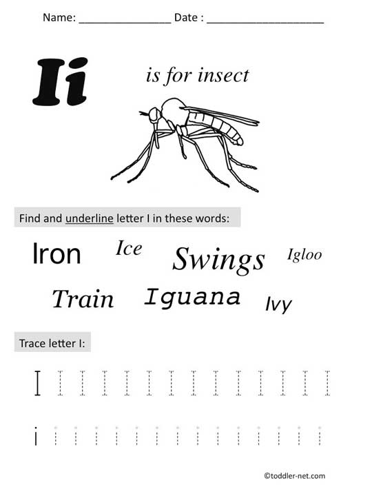 Free Printable Letter I Preschool Worksheet
