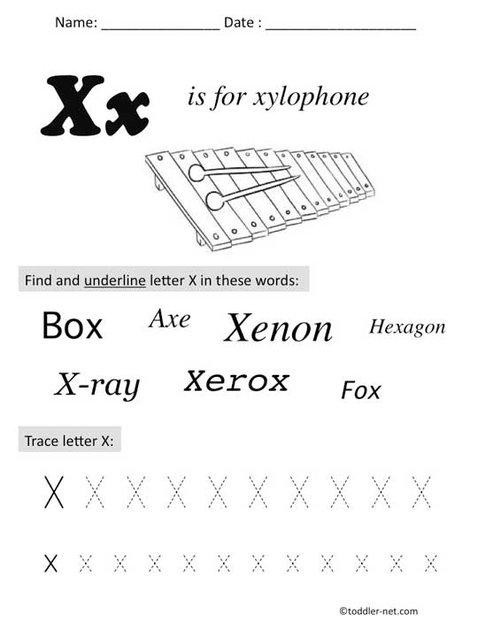 Free Printable Letter X Preschool Worksheet
