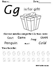 Christmas Letter G Preschool Worksheet