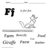 Preschool Letter F worksheet