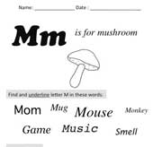 Preschool Letter M worksheet