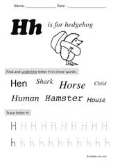 letter H Preschool Worksheet