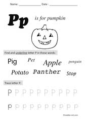 letter P Preschool Worksheet