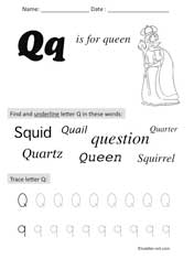 letter Q Preschool Worksheet