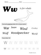 letter W Preschool Worksheet