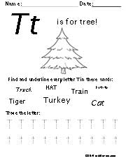 Christmas Letter T Preschool Worksheet