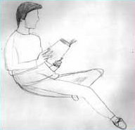 "man reading a book" child's drawing