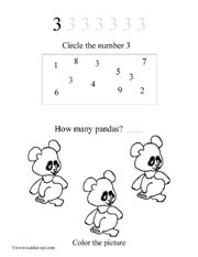 Preschool Number 3 worksheet