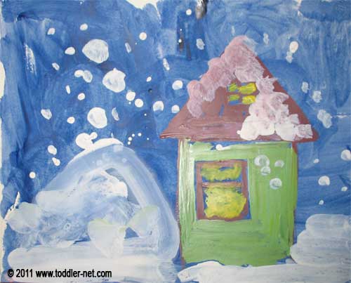 House in Snow Painting 