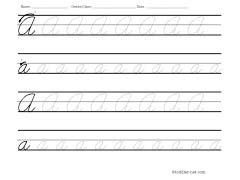 Worksheet for tracing cursive letter A