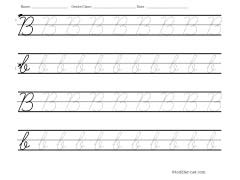 Worksheet for tracing cursive letter B