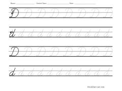cursive D tracing worksheet